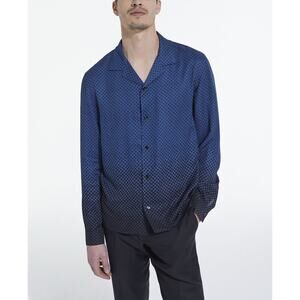 The Kooples Men's Blue Printed Hawaiian Ombre Polka Dot Button Shirt Size Medium